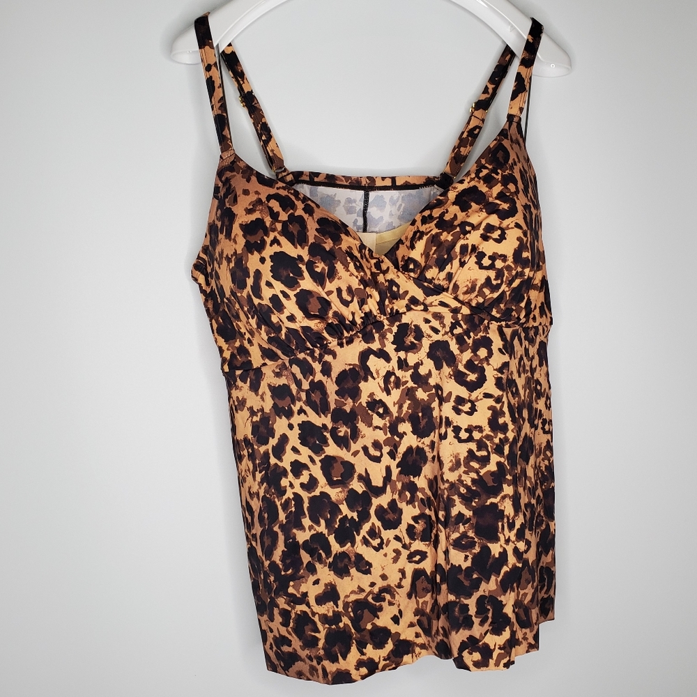 Swimsuits For All 44C Animal Print Tankini Top New